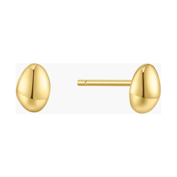 Gold Organic Dome Pebble Stud Earrings