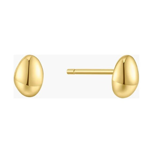 Gold Organic Dome Pebble Stud Earrings