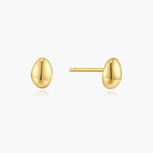 Gold Organic Dome Pebble Stud Earrings