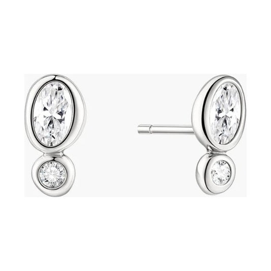 Silver Bezel Organic Pebble & Round Stud Earrings