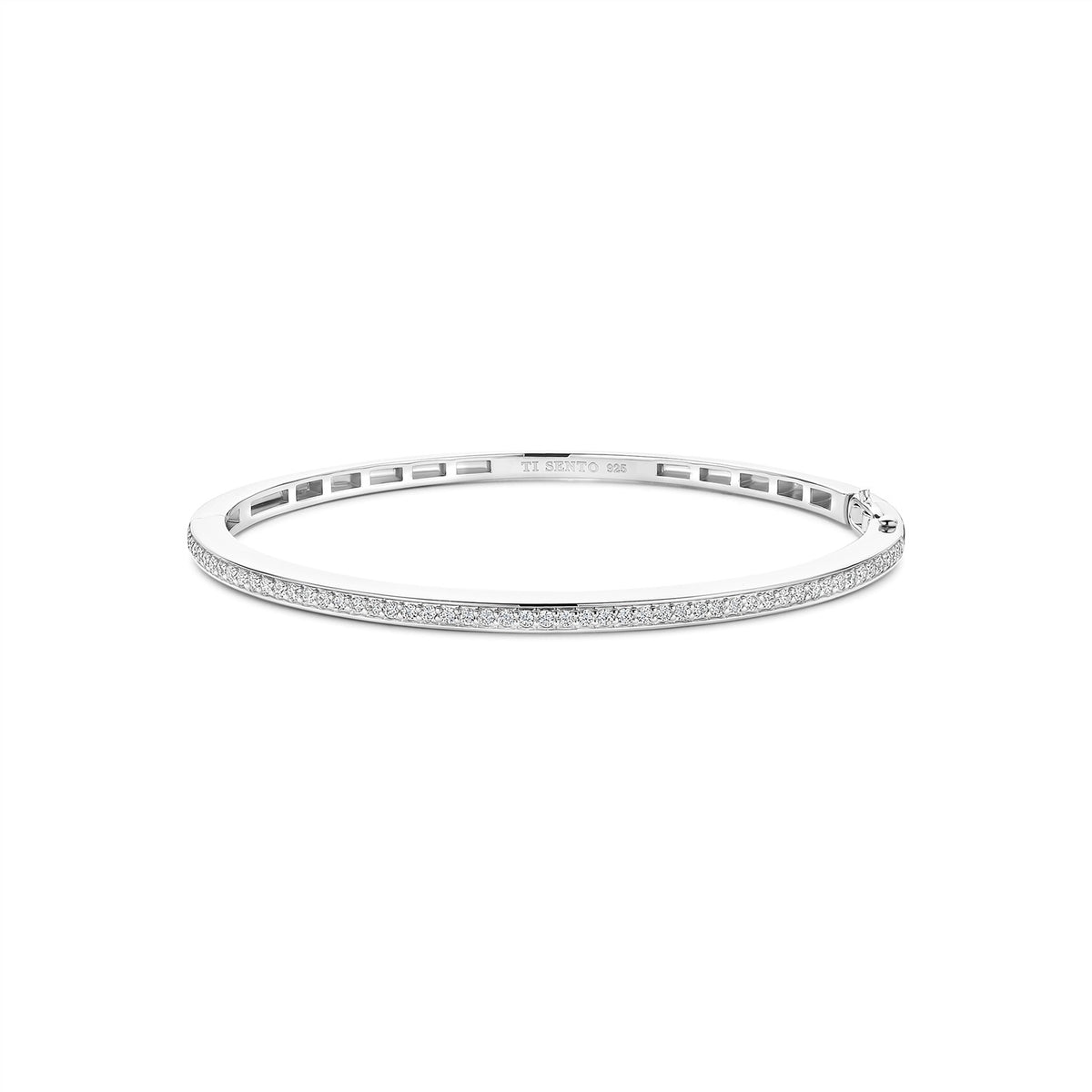 Classic Zirconia Bangle Silver, medium.