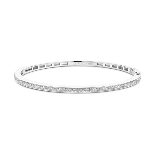 Classic Zirconia Bangle Silver, medium.