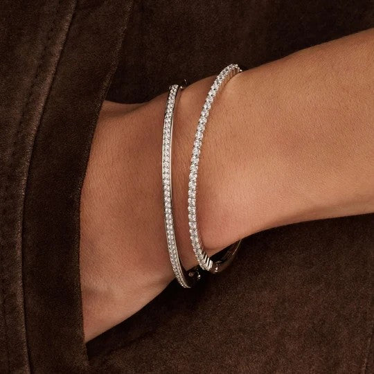Classic Zirconia Bangle Silver, medium.