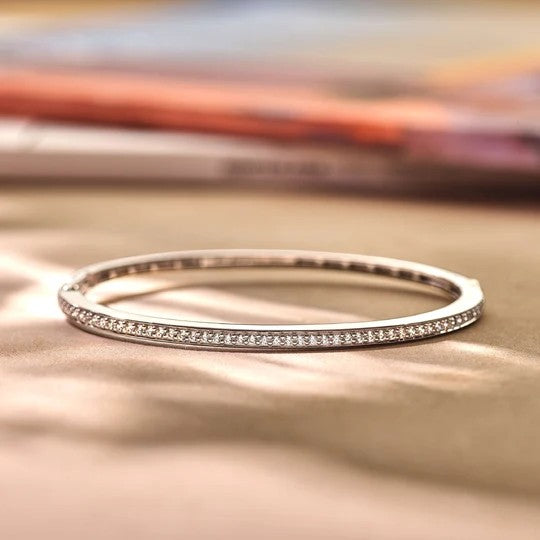 Classic Zirconia Bangle Silver, medium.