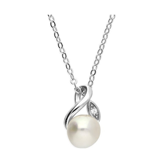 Sterling Silver Pearl Leaf Design Necklace