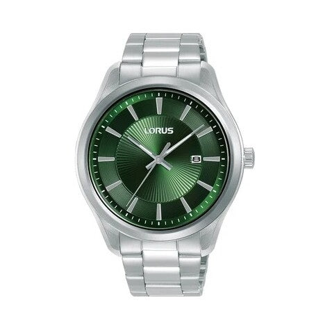 Lorus Watches Gents Quartz Steel Watch With Green Dial