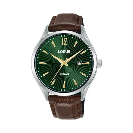 Lorus Green Dial Brown Leather Strap Watch