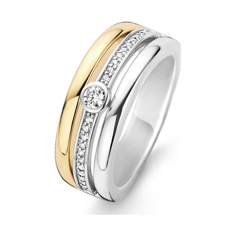 Triple Band Ring with stone, size 62