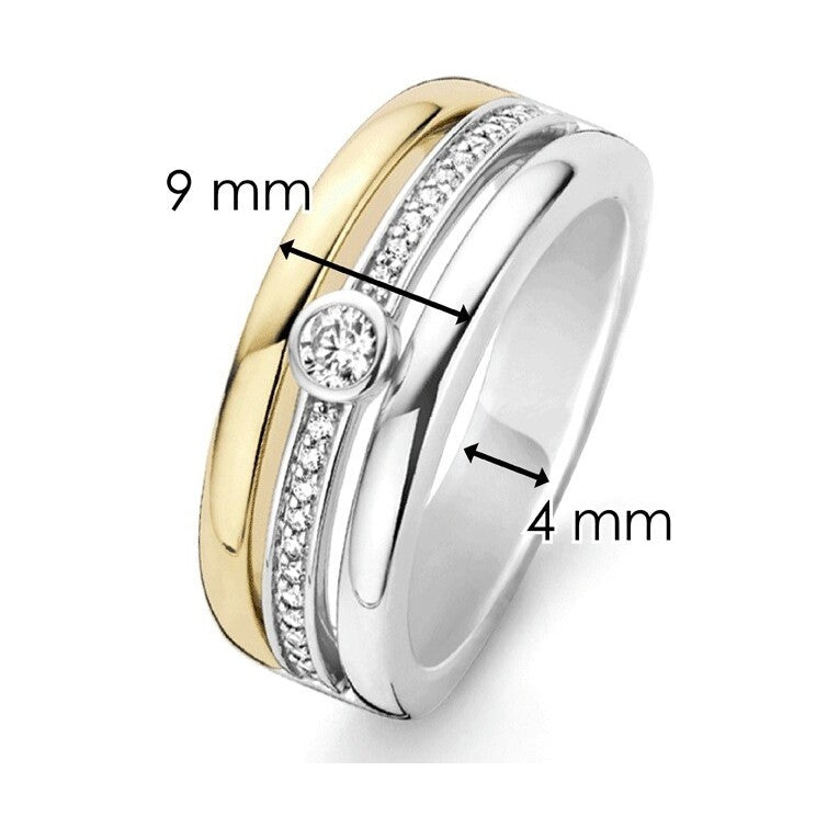 Triple Band Ring with stone, size 62