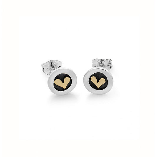 Silver earrings with gold heart detail