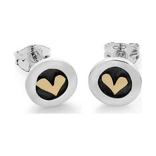 Silver earrings with gold heart detail-SMEDH