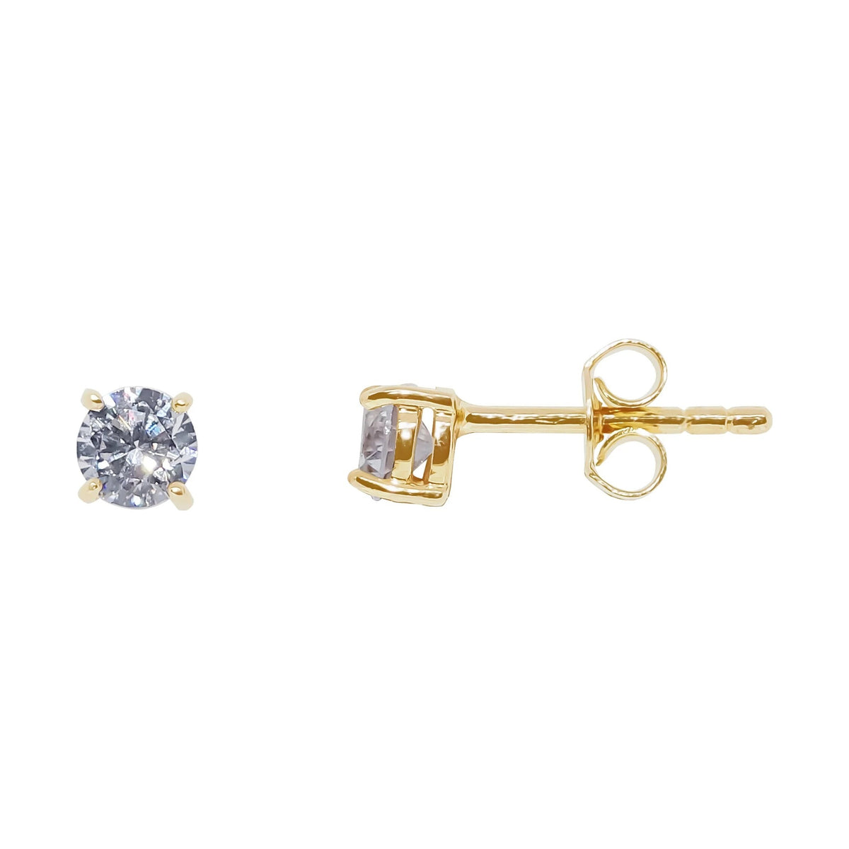 9ct gold 4mm round cz stud earrings