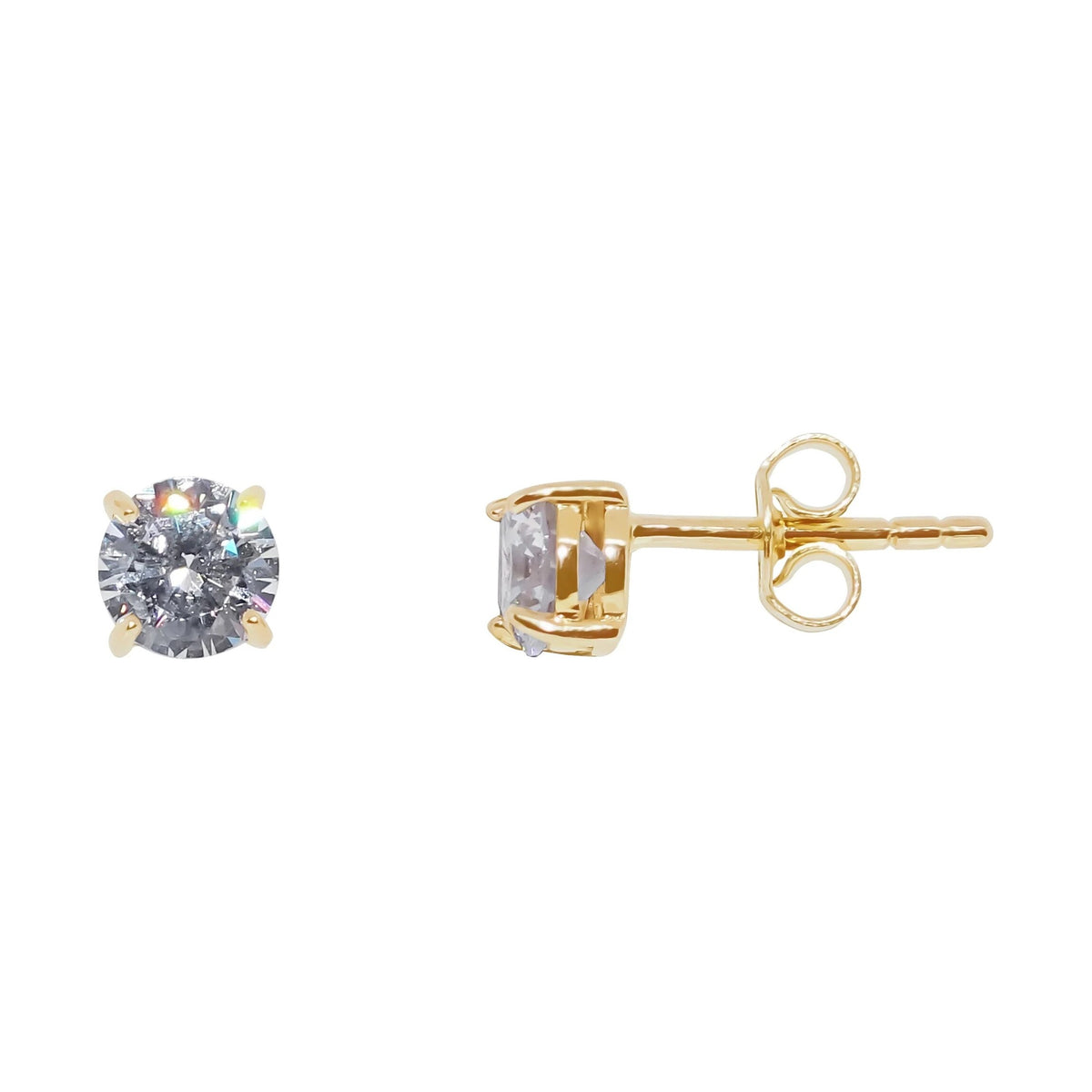 9ct gold 5mm round cubic zirconia stud earrings