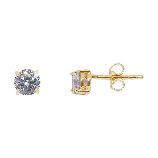 9ct gold 5mm round cubic zirconia stud earrings