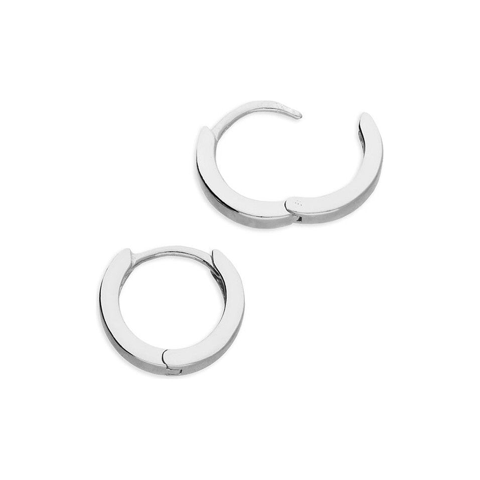 Sterling Silver Earrings, 10mm Small plain hinged hoop
