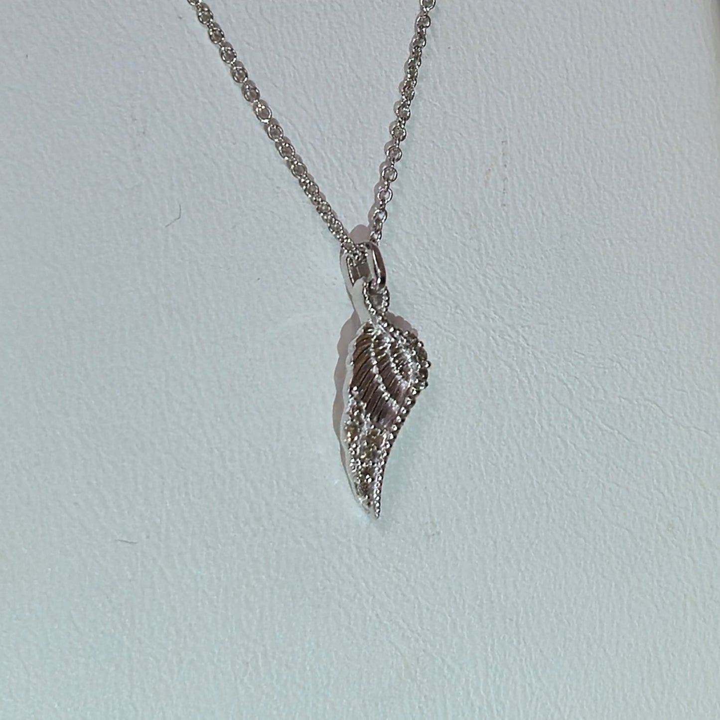 9ct White Gold Angel Wing Necklace on 18 inch chain