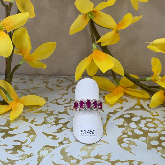 9ct Yellow Gold 5 Stone Ruby and Diamond Ring
